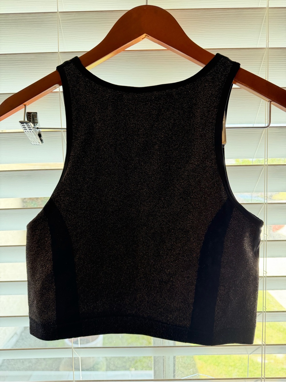 Victoria's Secret Metallic Black Gold Shimmer High Neck Crop Top Large - Picture 2 of 5